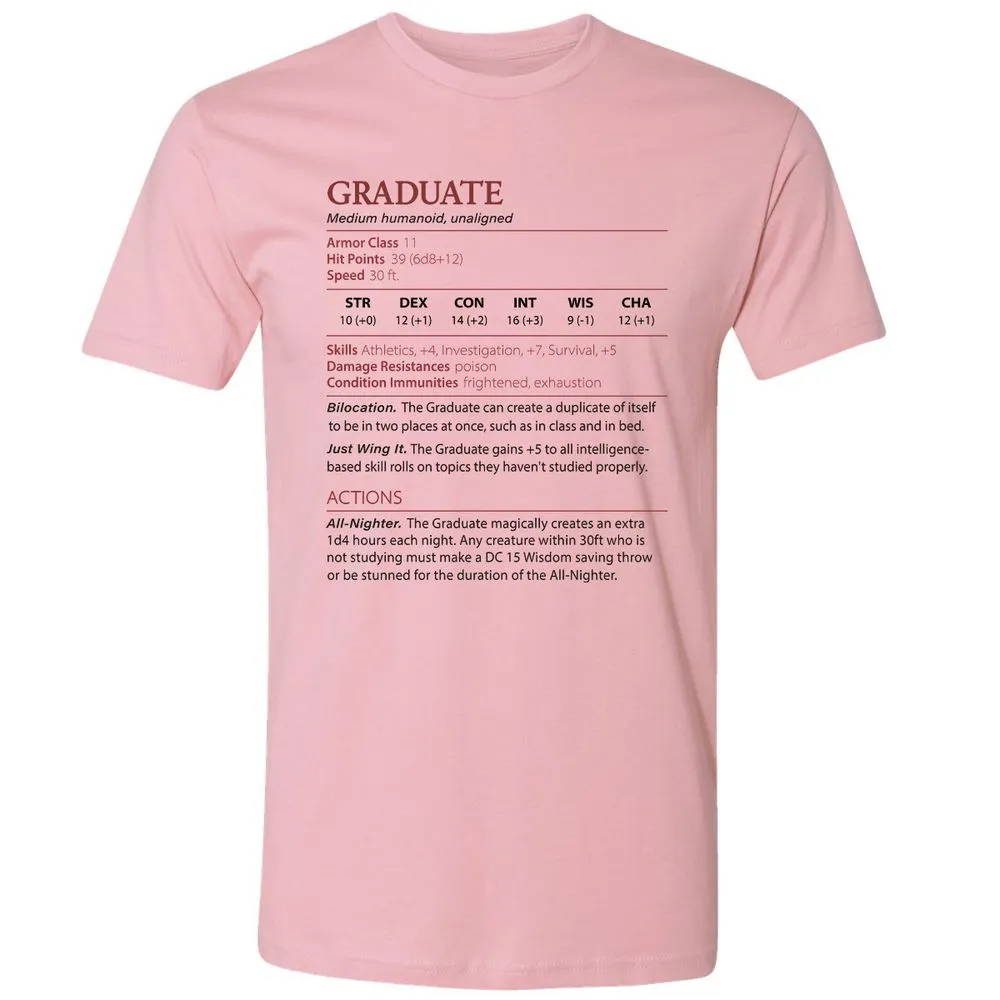 Graduate Stats Premium Unisex T-Shirt - Light Pink - 3