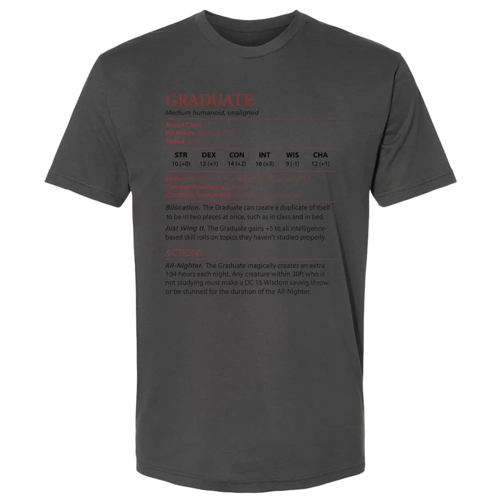Graduate Stats Premium Unisex T-Shirt - Heavy Metal - 8