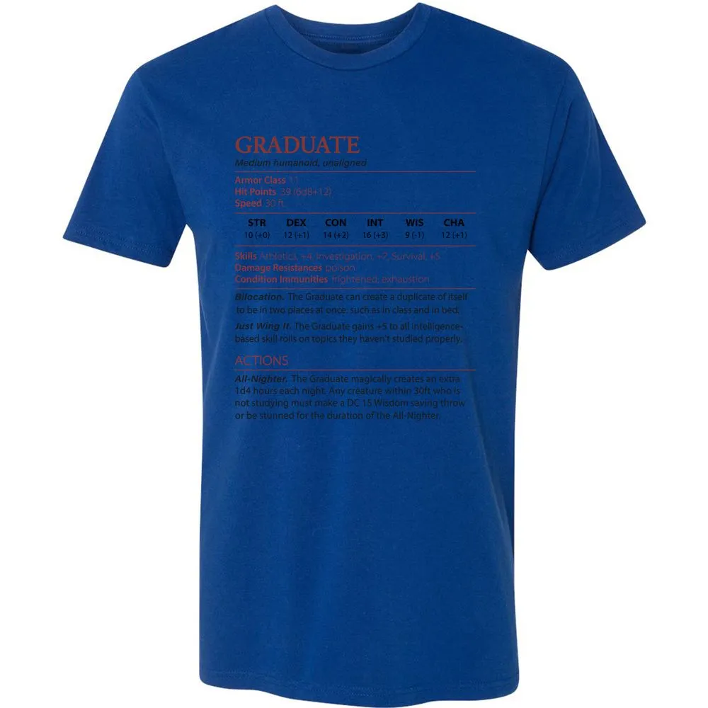 Graduate Stats Premium Unisex T-Shirt - Royal - 10
