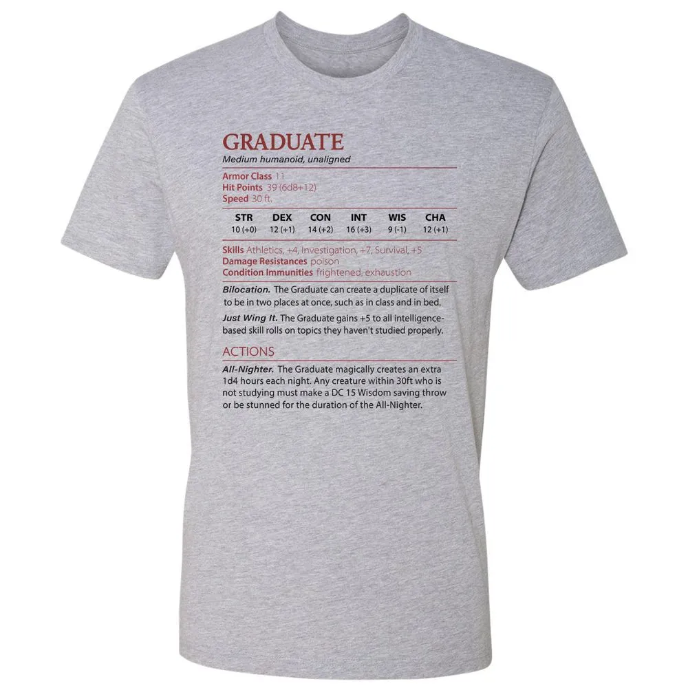 Graduate Stats Premium Unisex T-Shirt - Heather Grey - 9