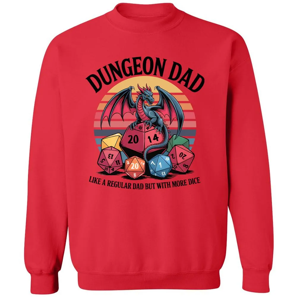Dungeon Dad With More Dice Classic Unisex Sweatshirt - Red - 5