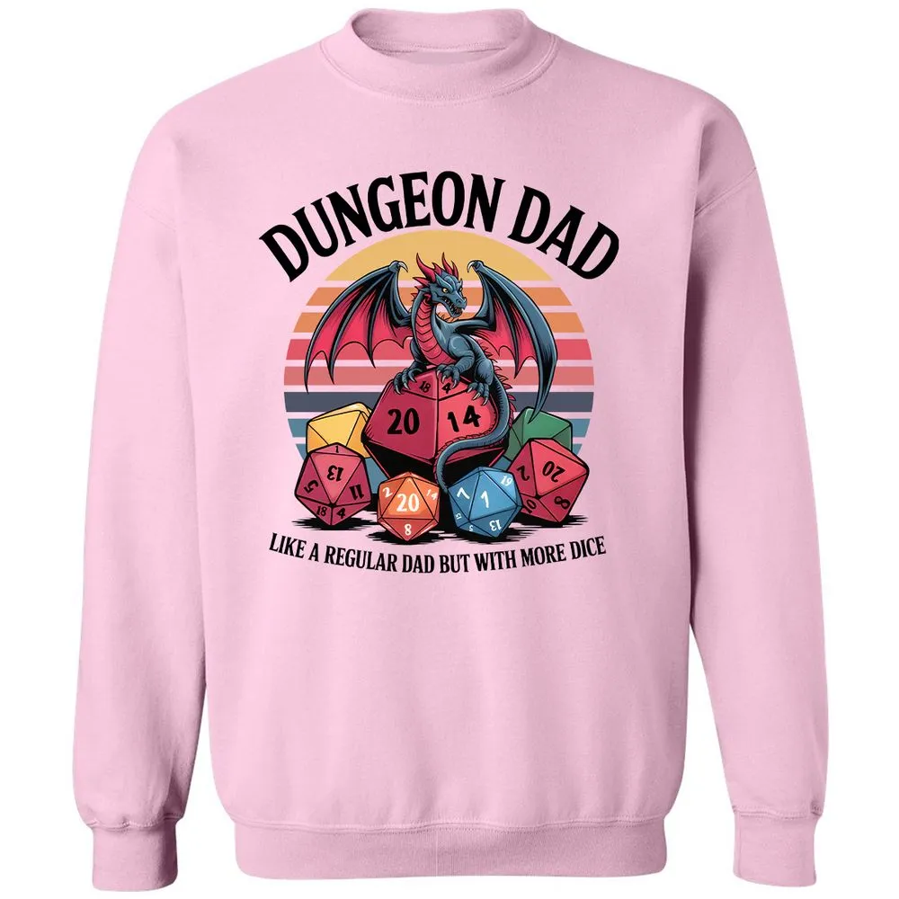 Dungeon Dad With More Dice Classic Unisex Sweatshirt - Light Pink - 3