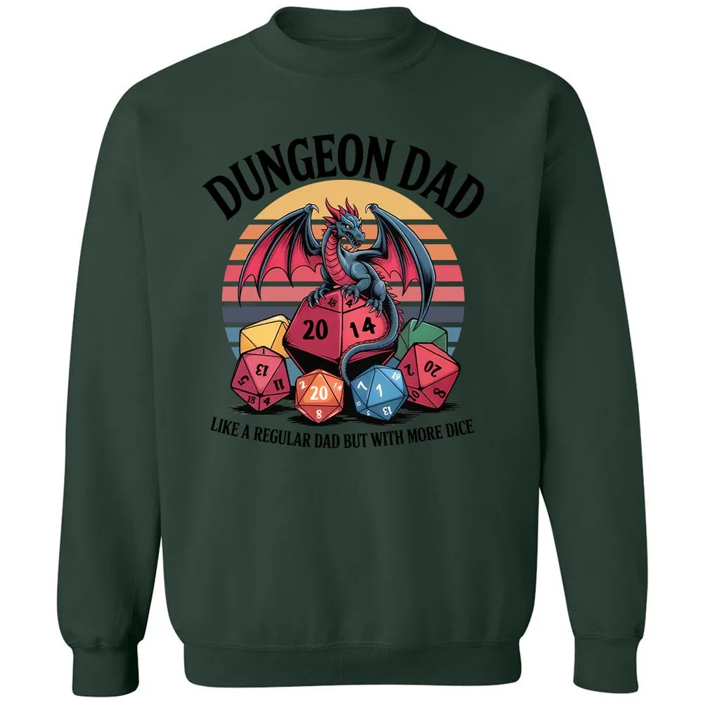 Dungeon Dad With More Dice Classic Unisex Sweatshirt - Forest Green - 4