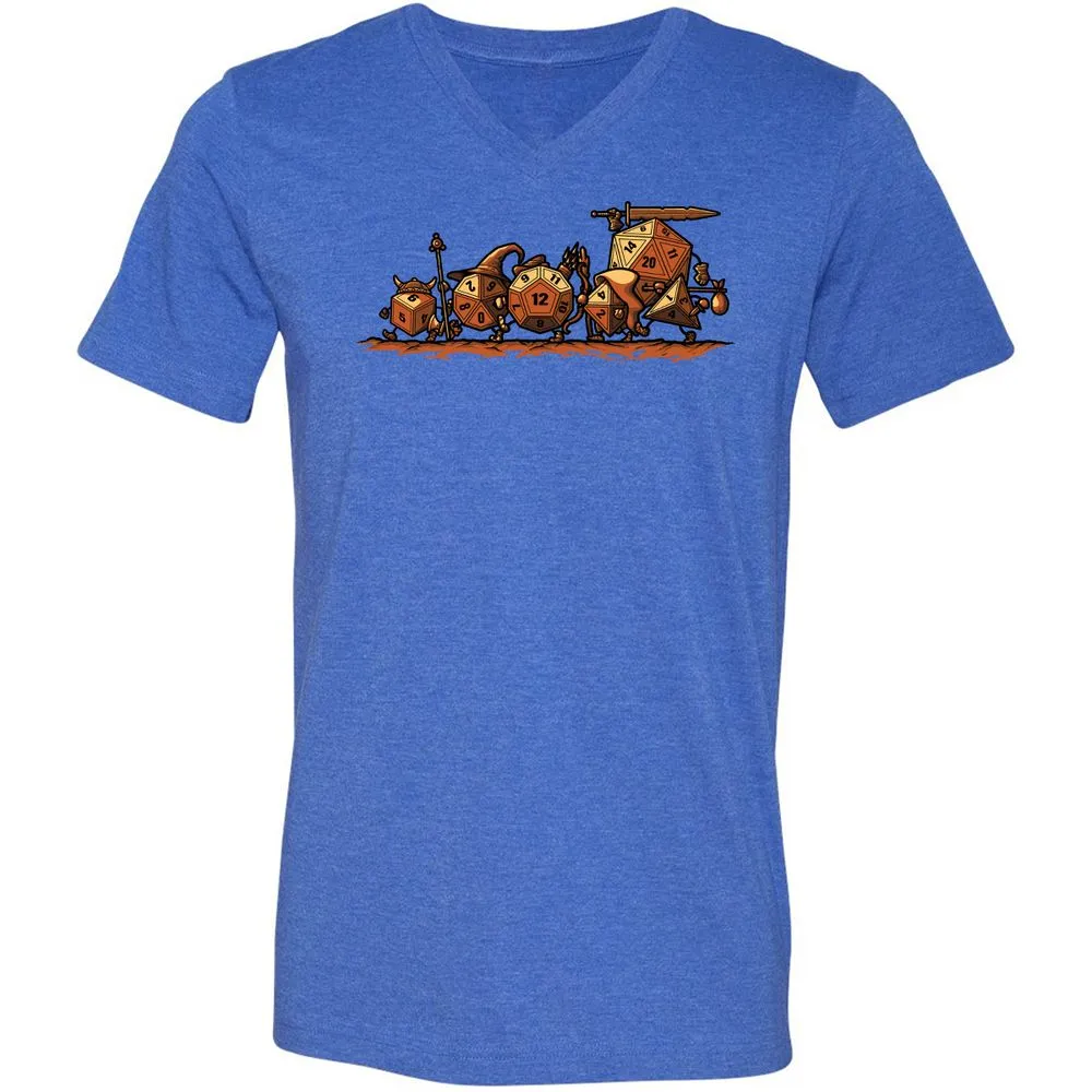 Fellowship Of The Dices Unisex V-Neck T-Shirt - Heather True Royal - 14