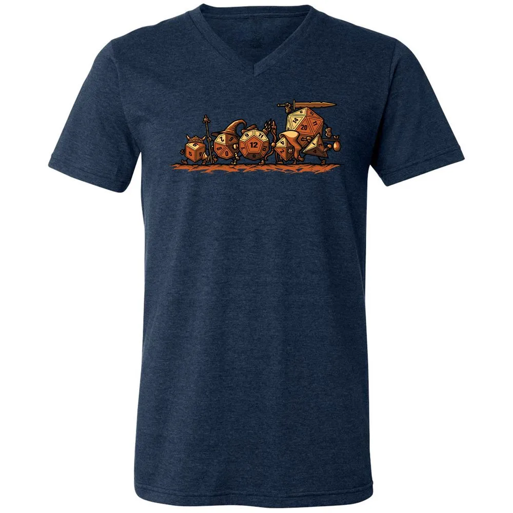 Fellowship Of The Dices Unisex V-Neck T-Shirt - Heather Navy - 15