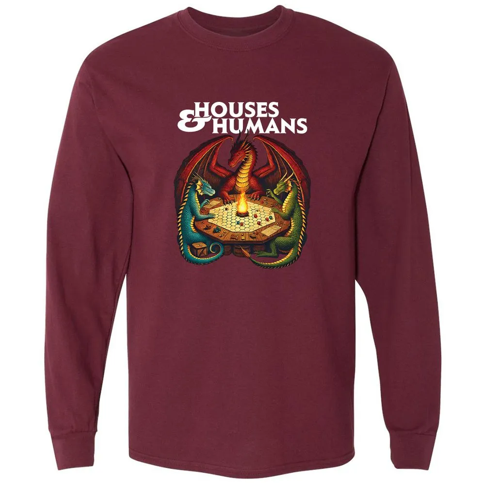 Houses & Humans Long Sleeve T-Shirt - Maroon - 11