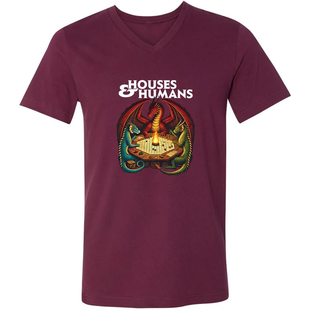 Houses & Humans Unisex V-Neck T-Shirt - Maroon - 6