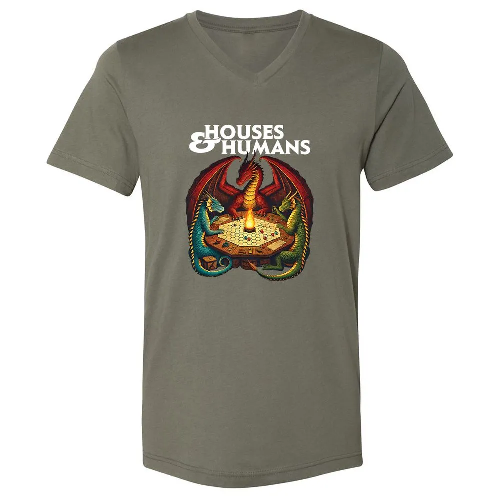 Houses & Humans Unisex V-Neck T-Shirt - Military Green - 10