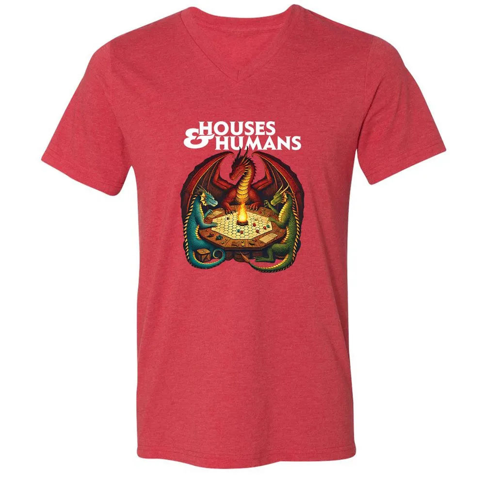 Houses & Humans Unisex V-Neck T-Shirt - Heather Red - 16
