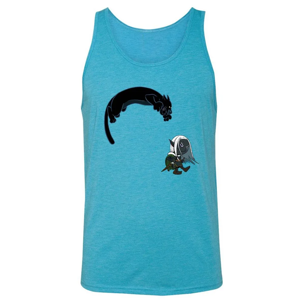 Drizzt And Guenhwyvar Unisex Jersey Tank - Aqua Triblend - 3
