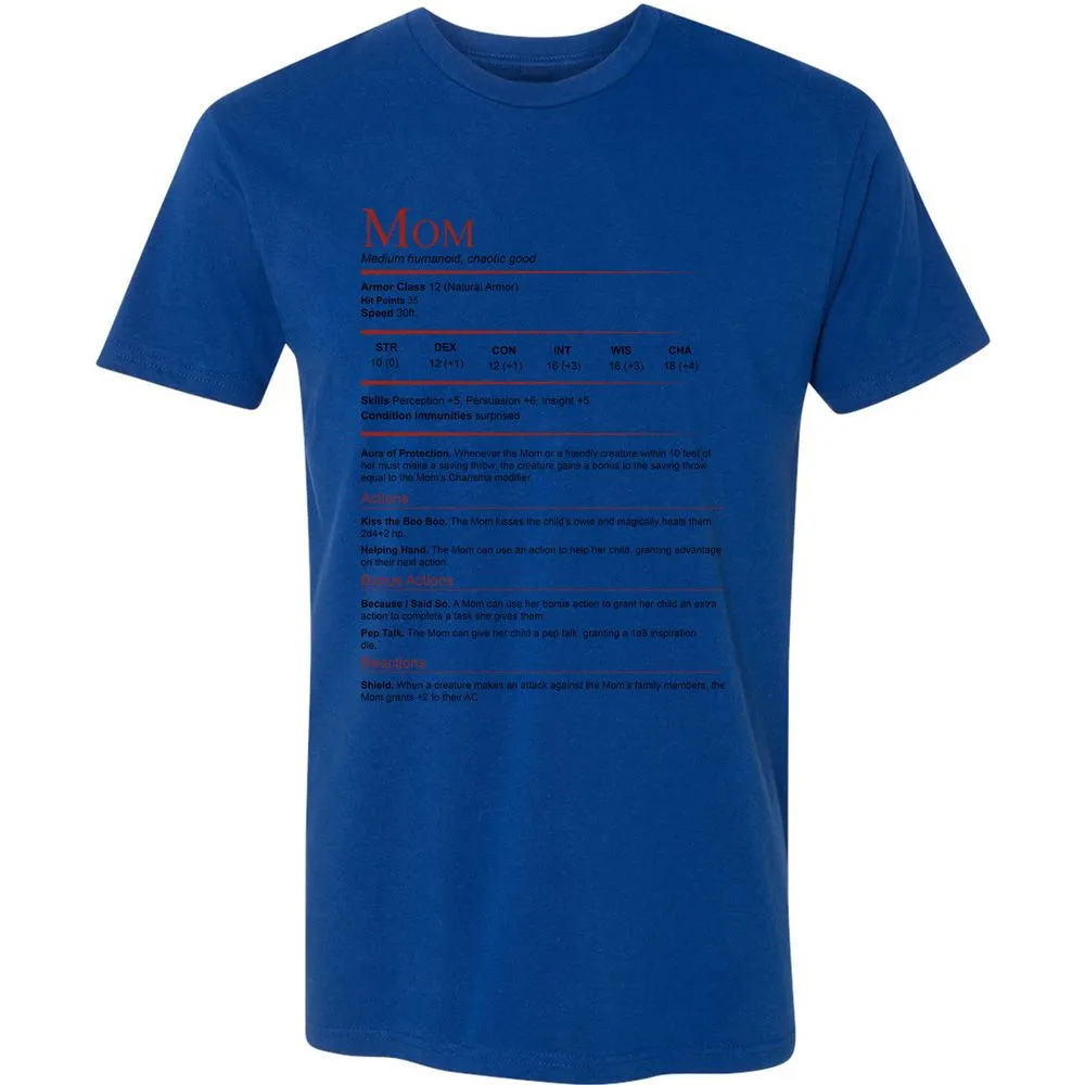 Mom Stats Premium Unisex T-Shirt - Royal - 10