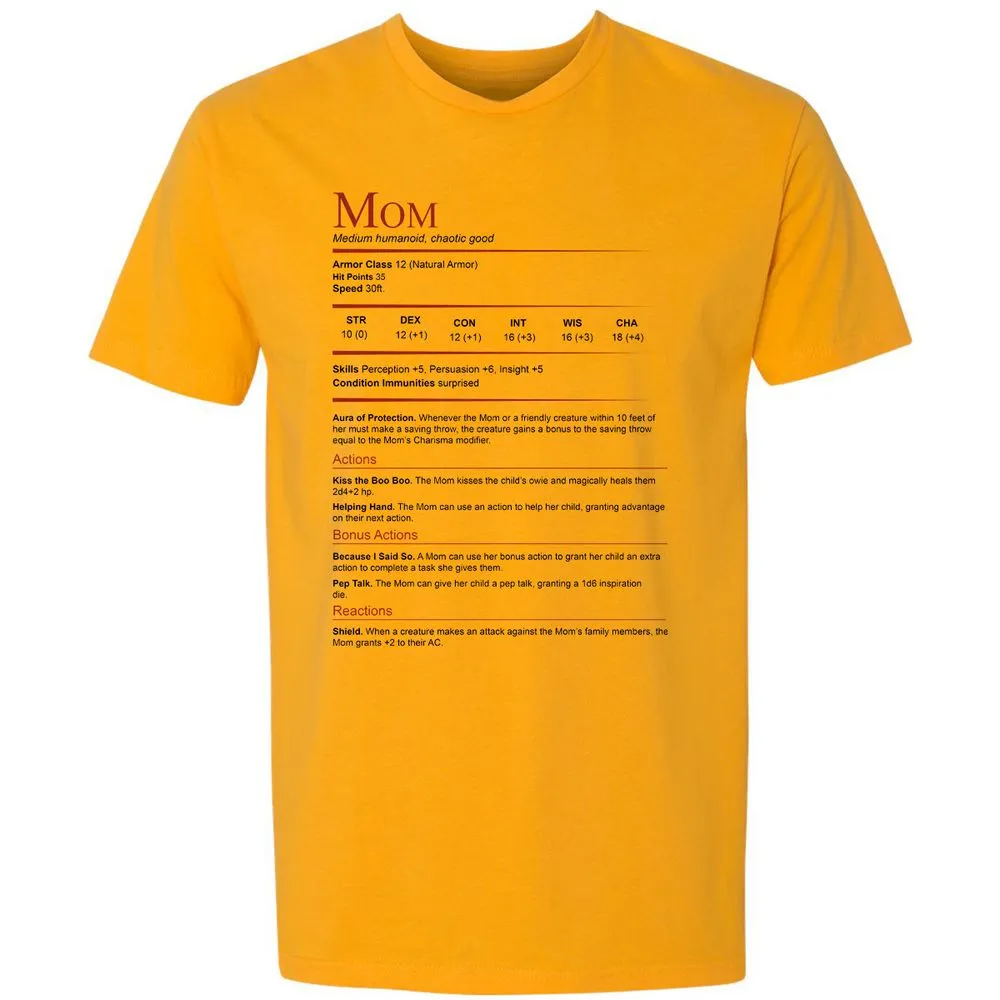 Mom Stats Premium Unisex T-Shirt - Gold - 12