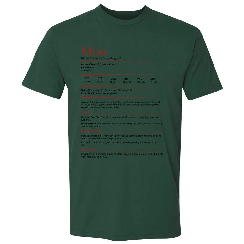 Mom Stats Premium Unisex T-Shirt - Forest Green - 13