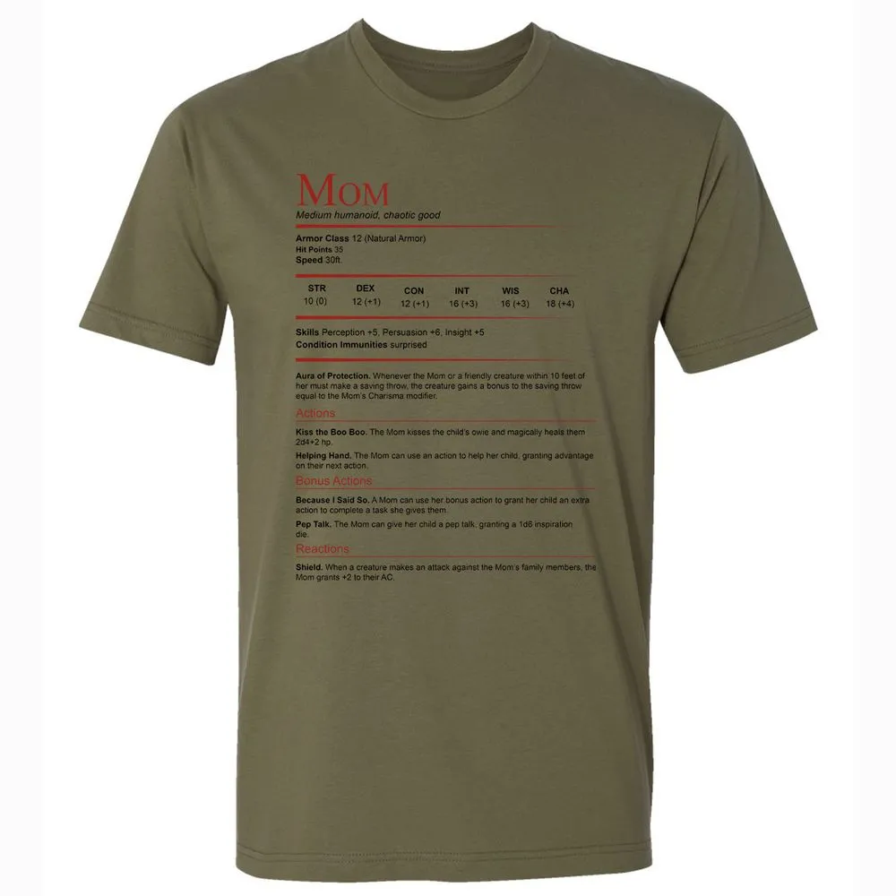 Mom Stats Premium Unisex T-Shirt - Military Green - 5