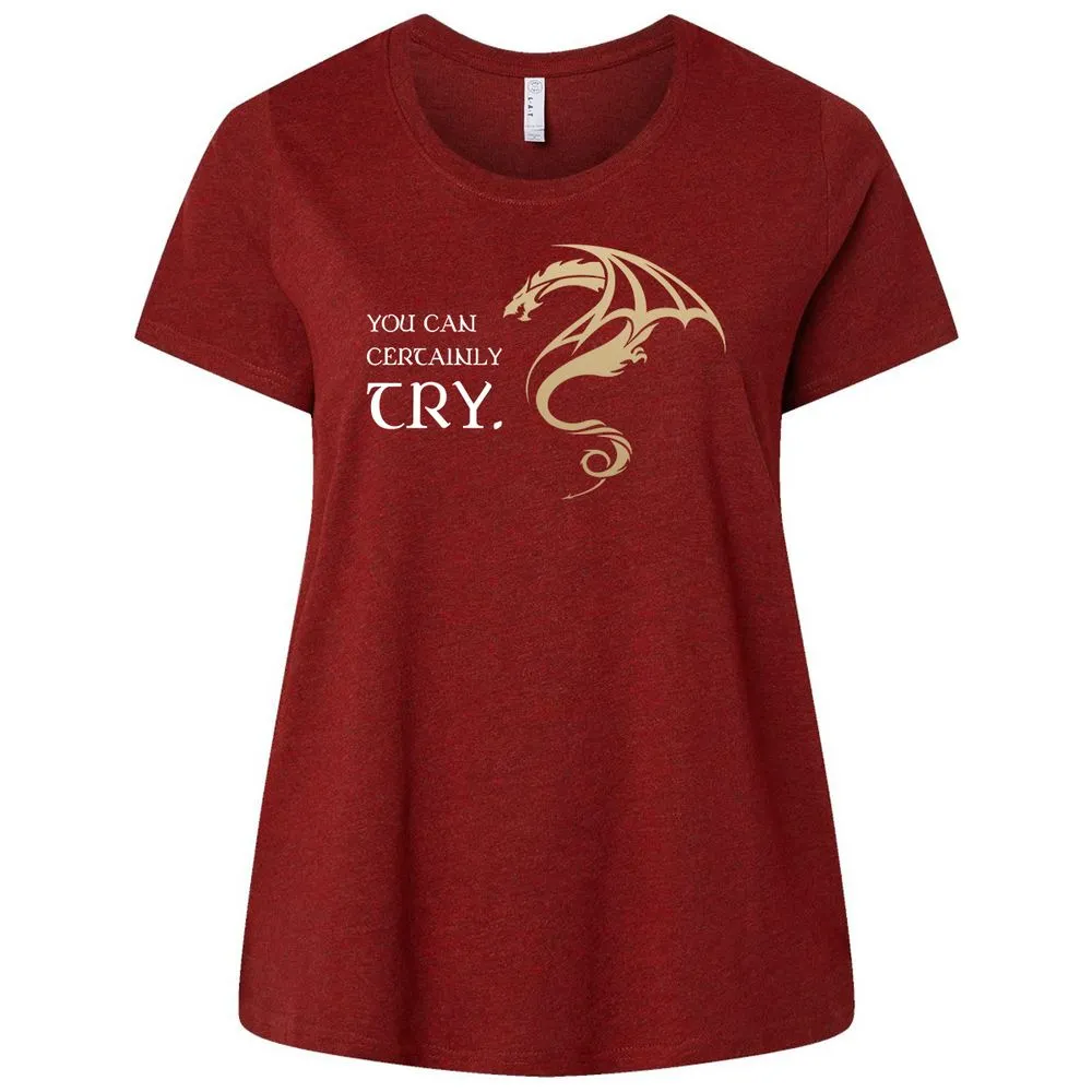 You Can Certainly Try Ladies Curvy Jersey - Cardinal - 10