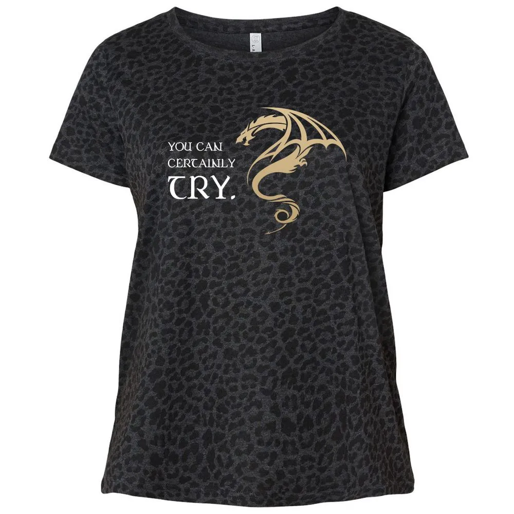 You Can Certainly Try Ladies Curvy Jersey - Black Leopard - 11