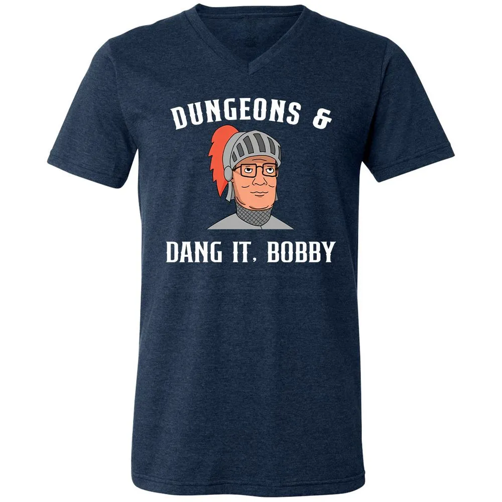 Dang It Bobby Unisex V-Neck T-Shirt - Heather Navy - 15