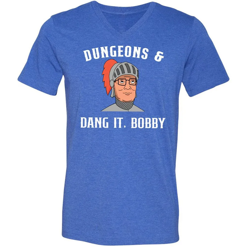 Dang It Bobby Unisex V-Neck T-Shirt - Heather True Royal - 14