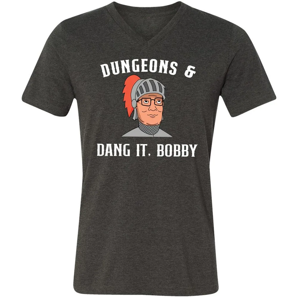 Dang It Bobby Unisex V-Neck T-Shirt - Dark Grey Heather - 8