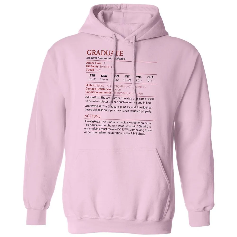 Graduate Stats Classic Unisex Hoodie - Light Pink - 3