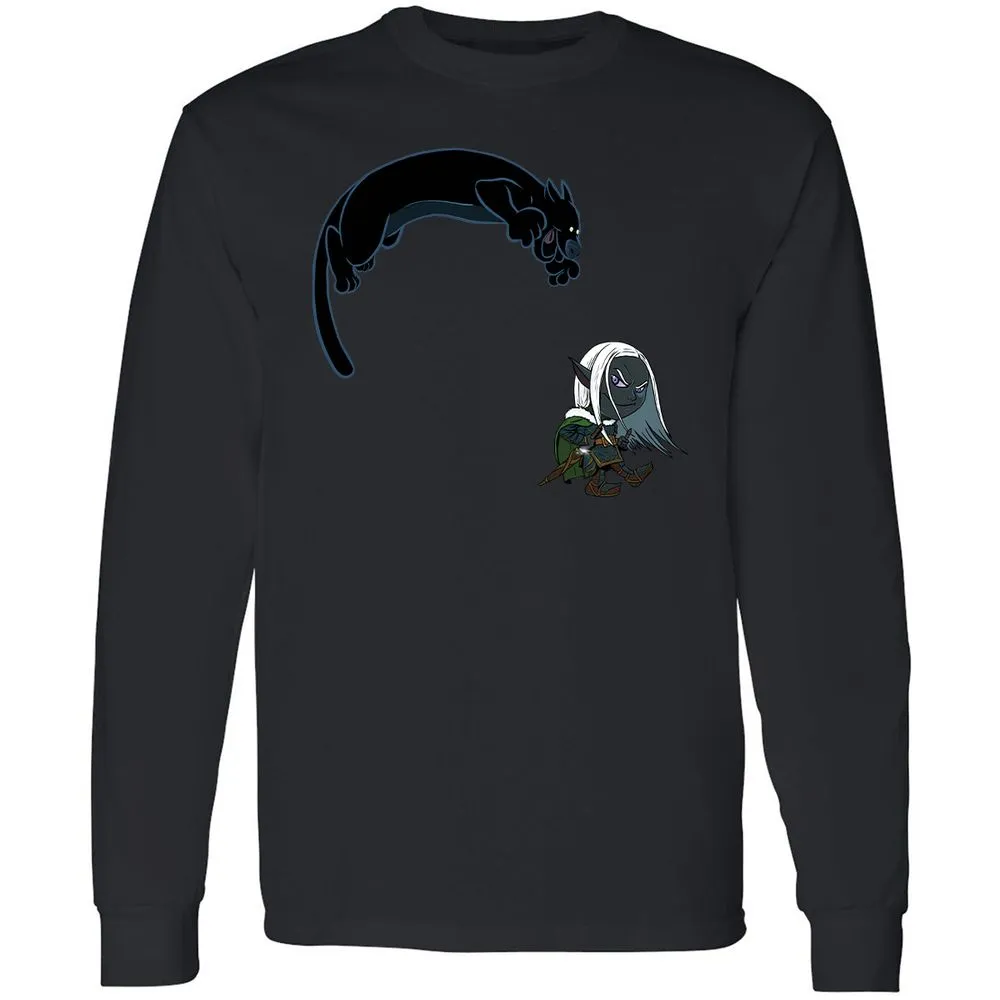 Drizzt And Guenhwyvar Long Sleeve T-Shirt - Black - 16