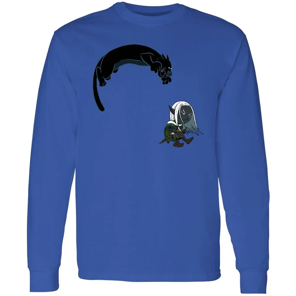 Drizzt And Guenhwyvar Long Sleeve T-Shirt - Royal - 4