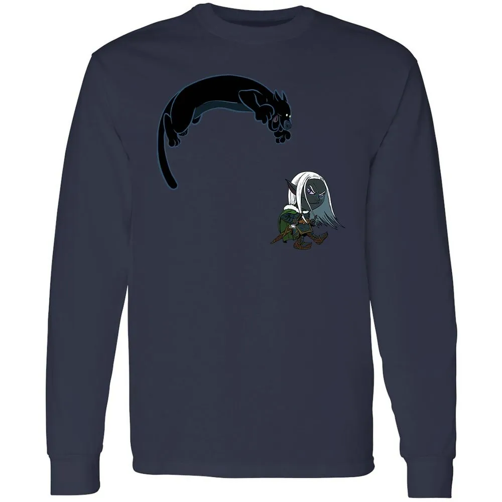 Drizzt And Guenhwyvar Long Sleeve T-Shirt - Navy - 12