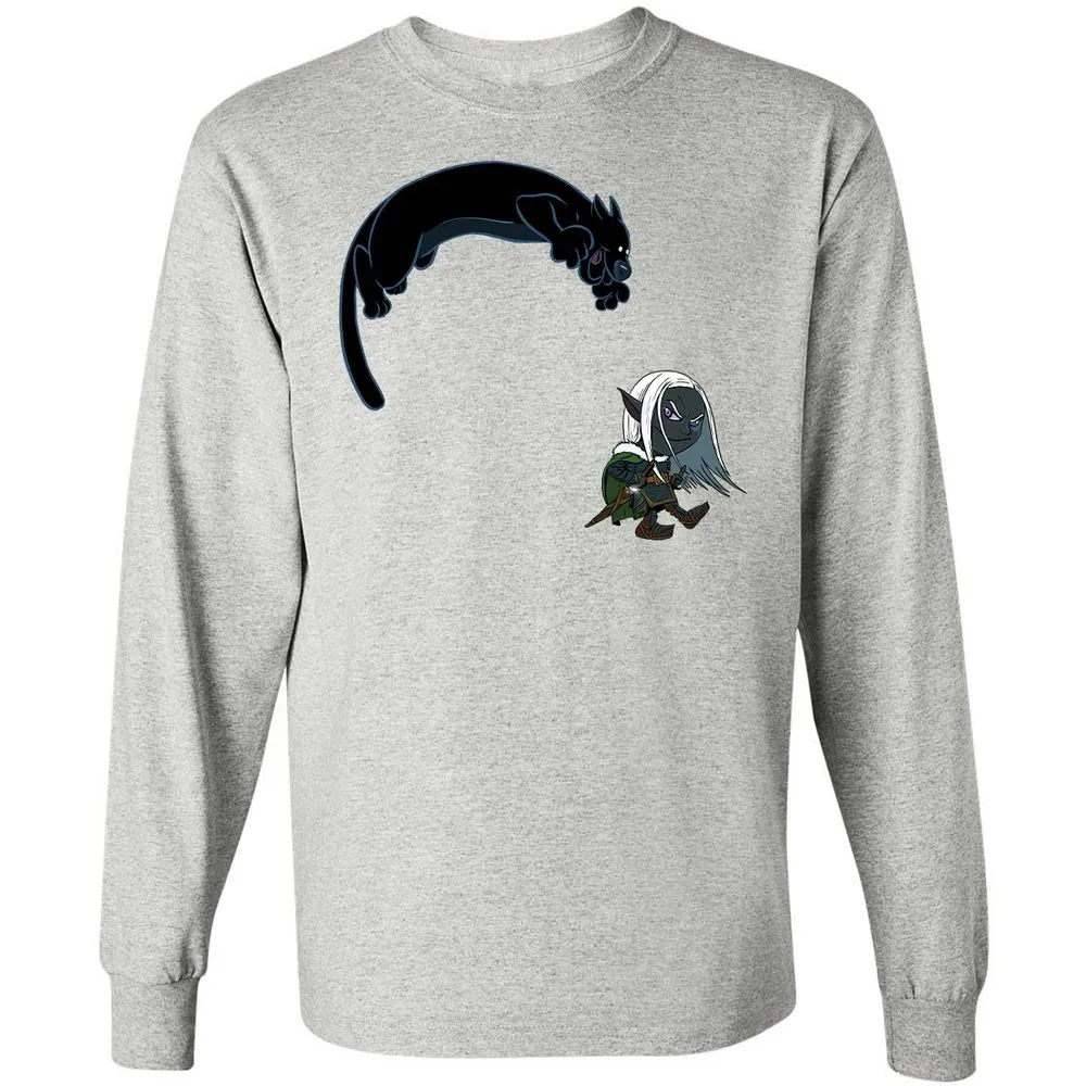 Drizzt And Guenhwyvar Long Sleeve T-Shirt - Ash - 5