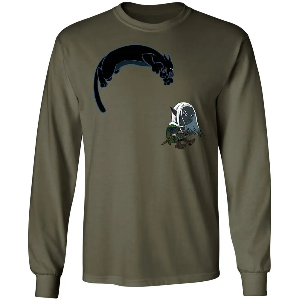 Drizzt And Guenhwyvar Long Sleeve T-Shirt - Military Green - 7