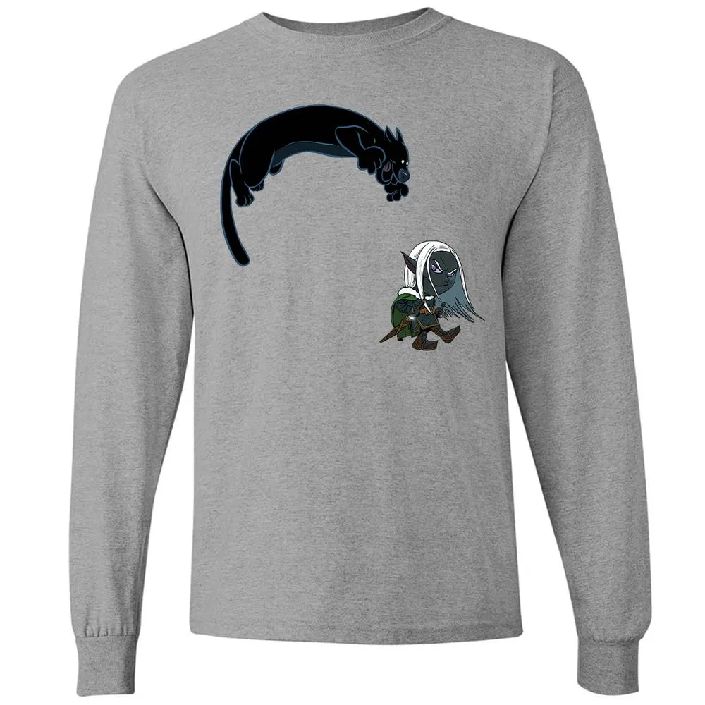 Drizzt And Guenhwyvar Long Sleeve T-Shirt - Graphite Heather - 6