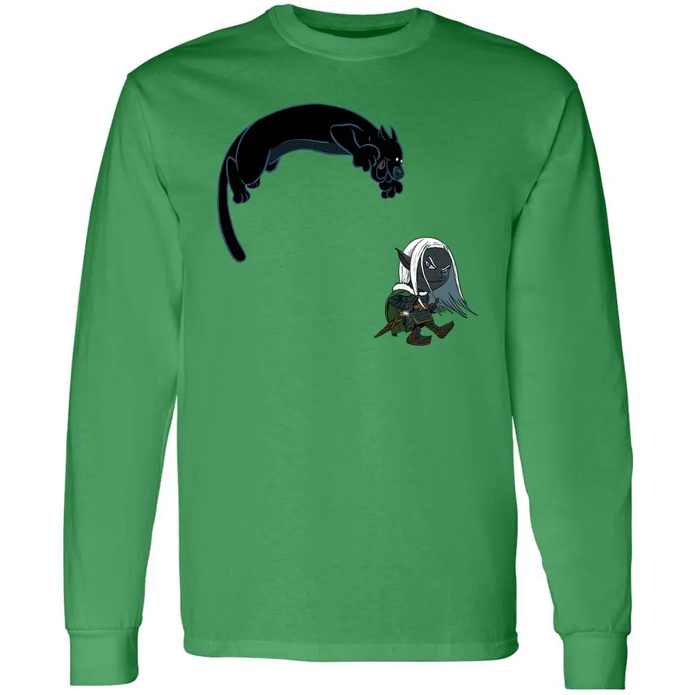 Drizzt And Guenhwyvar Long Sleeve T-Shirt - Irish Green - 10