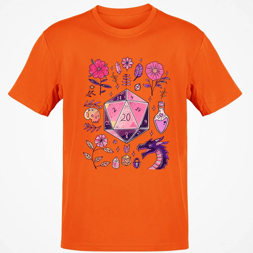 Mystic D20 Floral Dice Art - Orange - 8