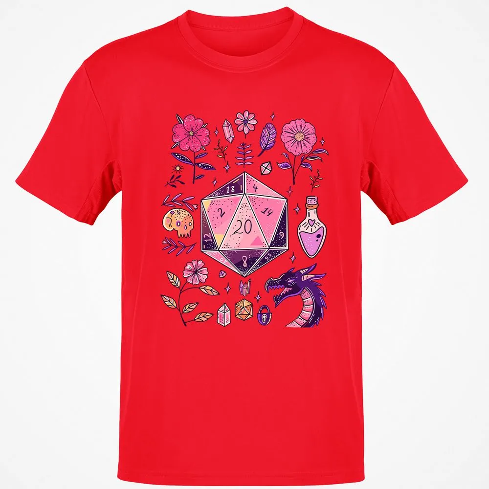 Mystic D20 Floral Dice Art - Red - 10