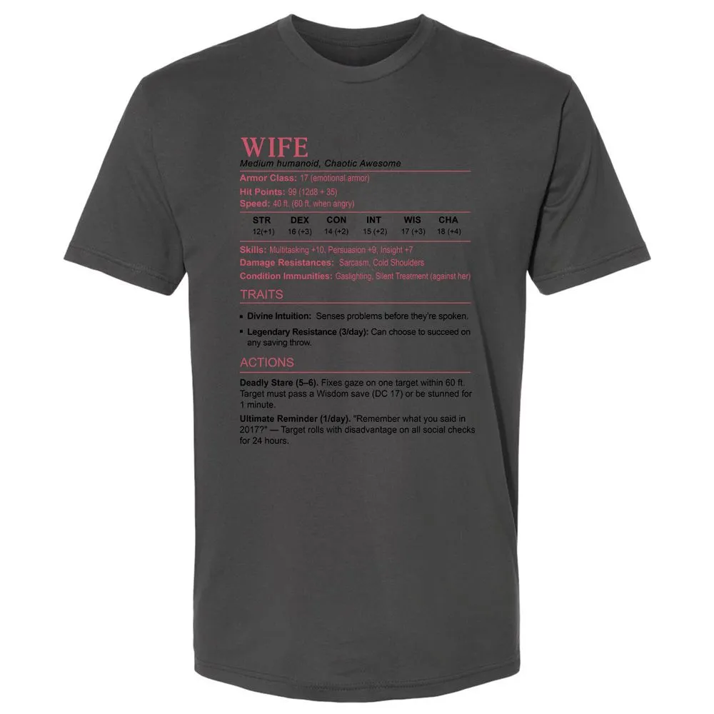 Wife Stats 2 Premium Unisex T-Shirt - Heavy Metal - 8