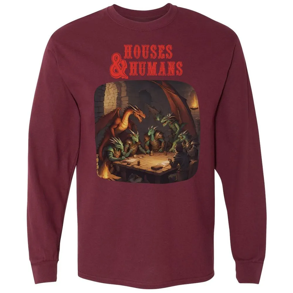 Houses And Humans Long Sleeve T-Shirt - Maroon - 11