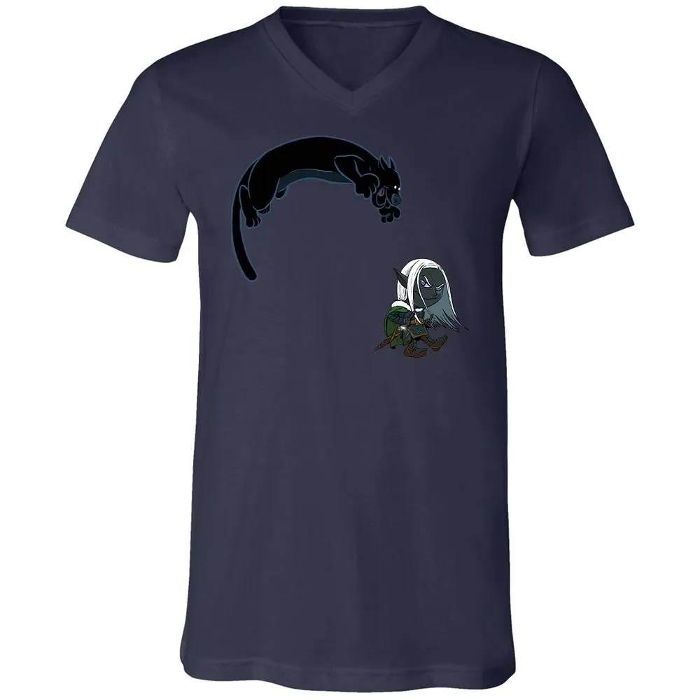 Drizzt And Guenhwyvar Unisex V-Neck T-Shirt - Navy - 9