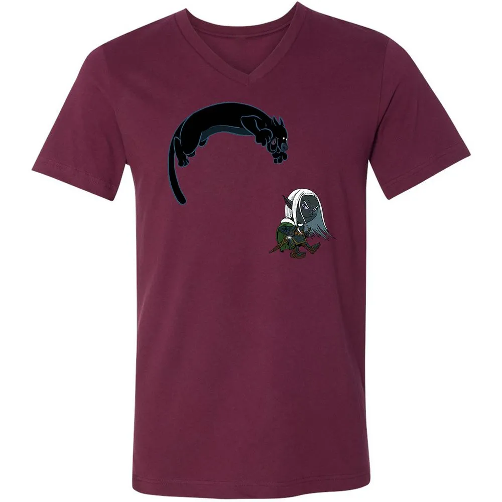 Drizzt And Guenhwyvar Unisex V-Neck T-Shirt - Maroon - 6