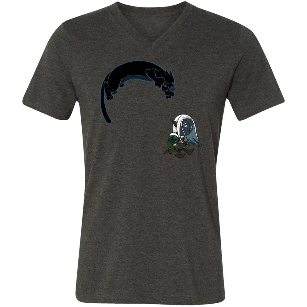 Drizzt And Guenhwyvar Unisex V-Neck T-Shirt - Dark Grey Heather - 8