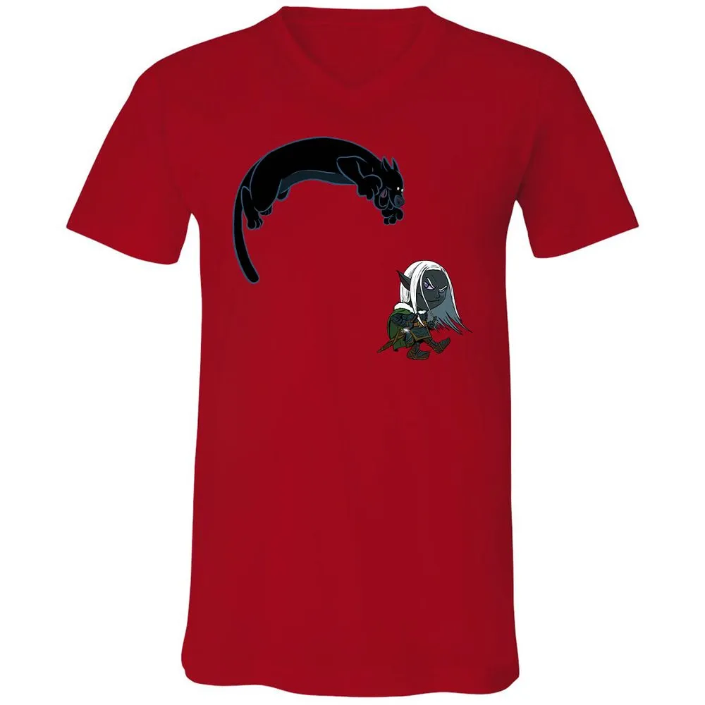 Drizzt And Guenhwyvar Unisex V-Neck T-Shirt - Red - 3