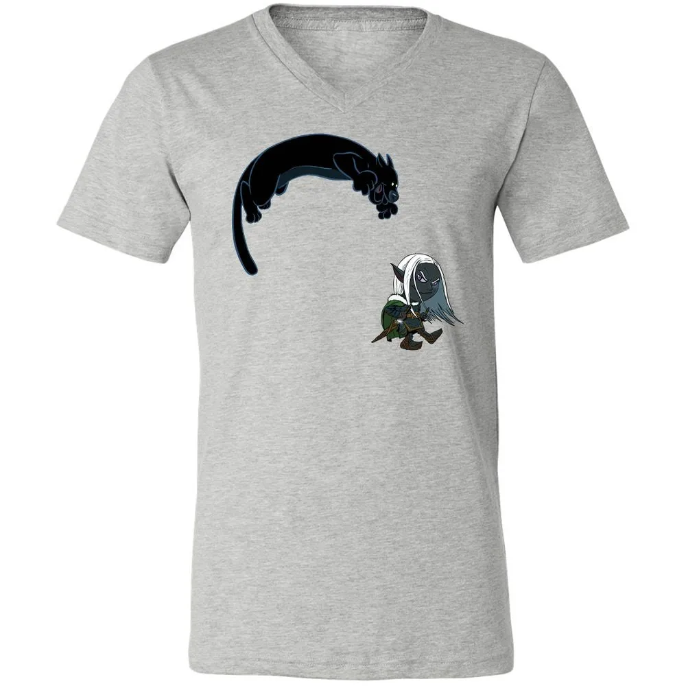 Drizzt And Guenhwyvar Unisex V-Neck T-Shirt - Athletic Heather - 7