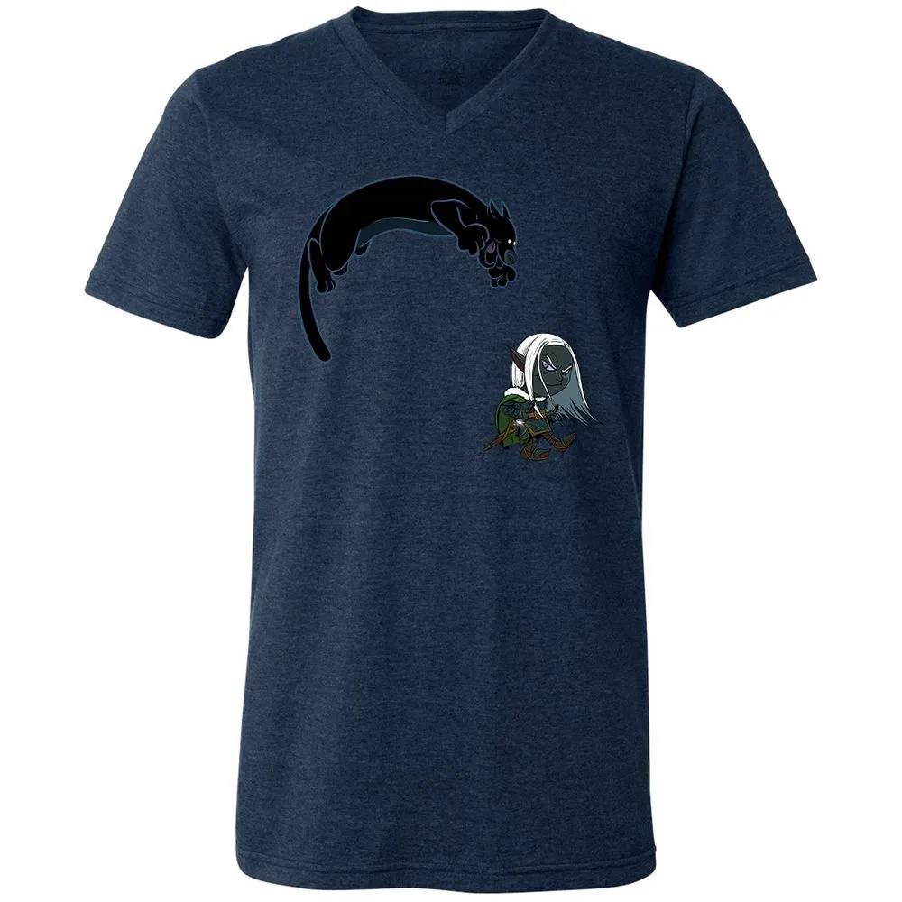 Drizzt And Guenhwyvar Unisex V-Neck T-Shirt - Heather Navy - 15