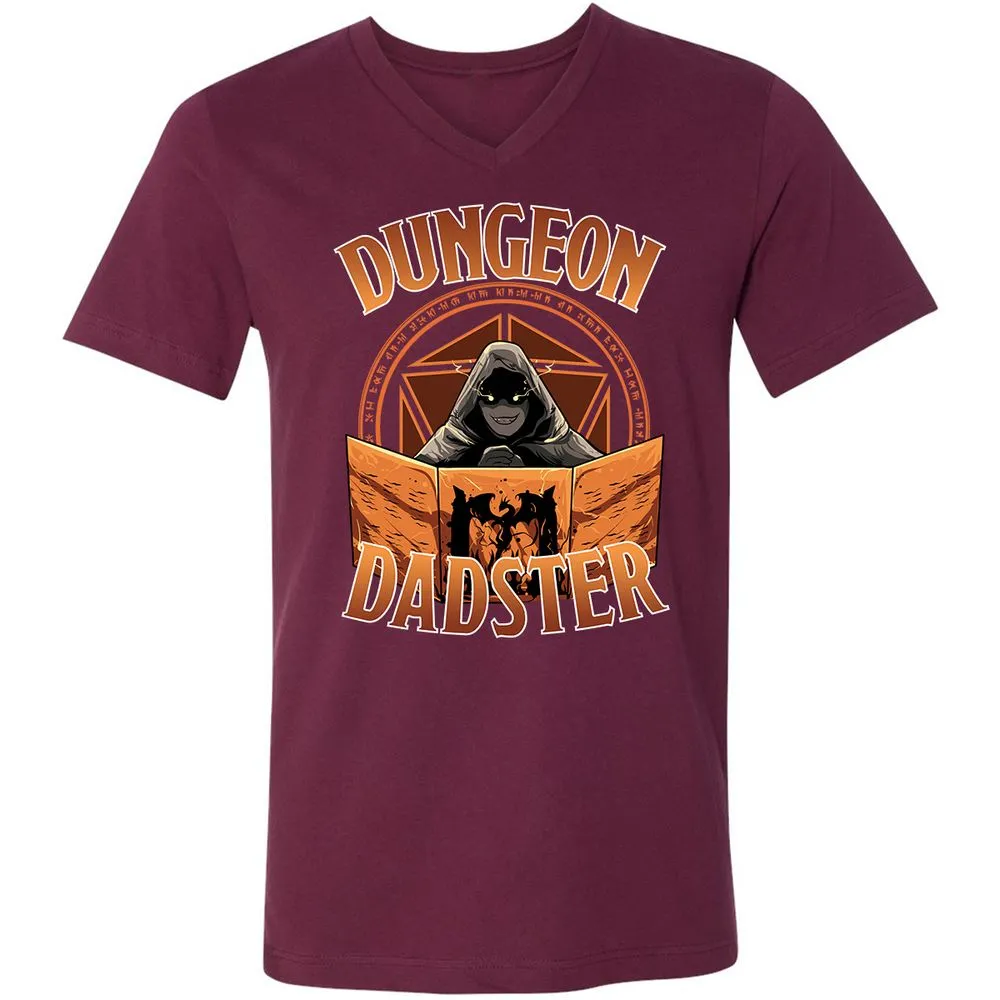 Dungeon Dadster Unisex V-Neck T-Shirt - Maroon - 6
