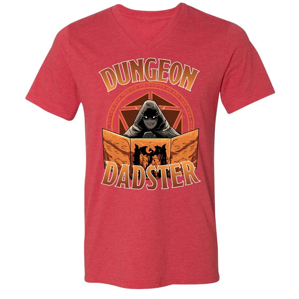 Dungeon Dadster Unisex V-Neck T-Shirt - Heather Red - 16