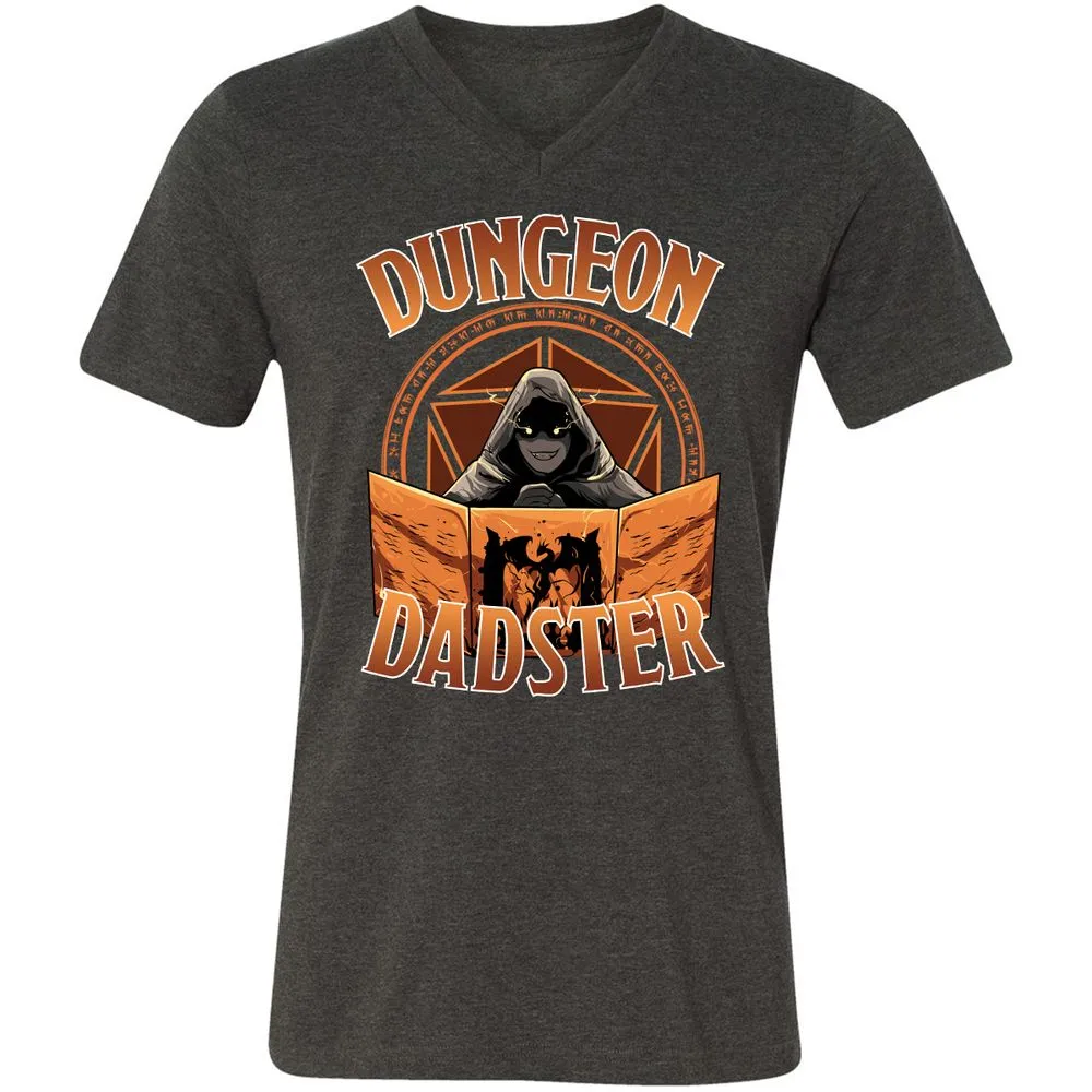 Dungeon Dadster Unisex V-Neck T-Shirt - Dark Grey Heather - 8