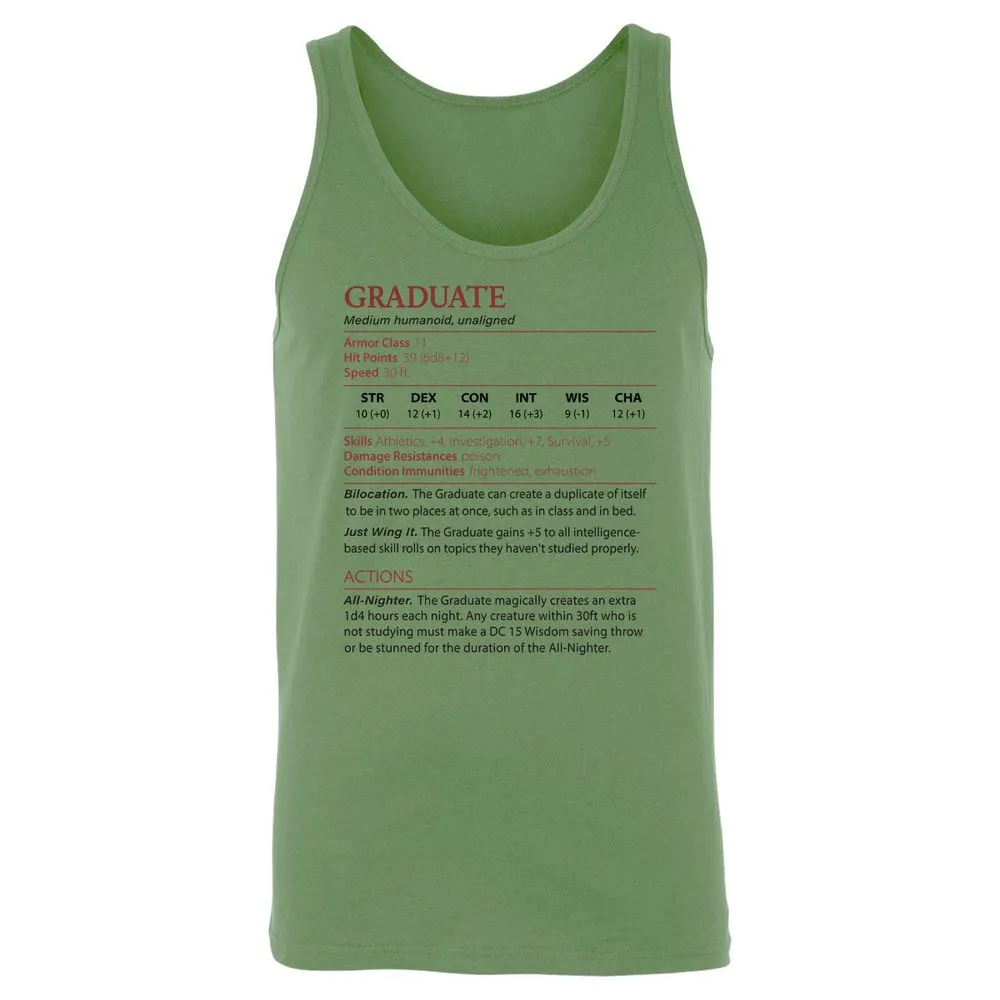Graduate Stats Unisex Jersey Tank - Leaf - 10