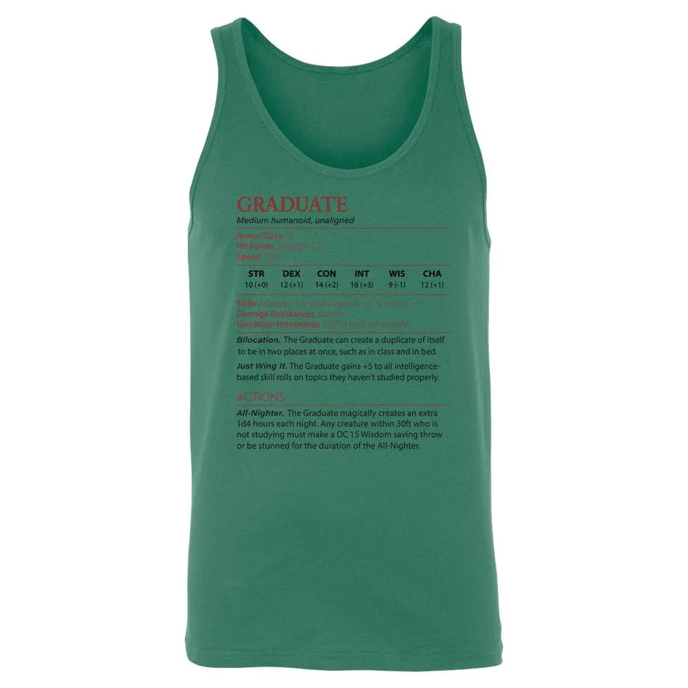 Graduate Stats Unisex Jersey Tank - Kelly - 9