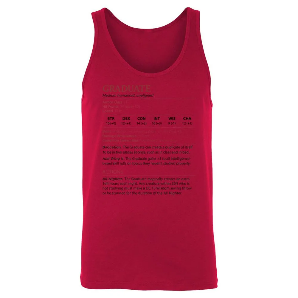 Graduate Stats Unisex Jersey Tank - Red - 11