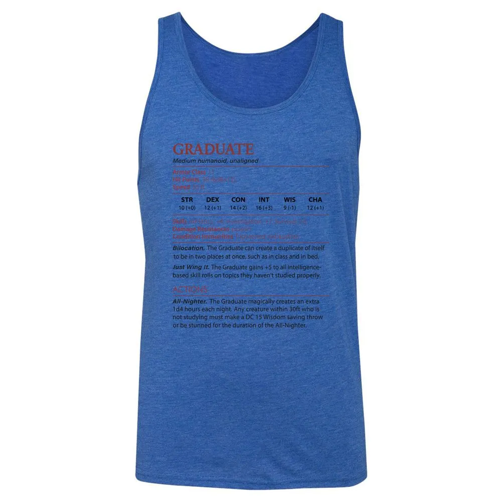 Graduate Stats Unisex Jersey Tank - True Royal Triblend - 12