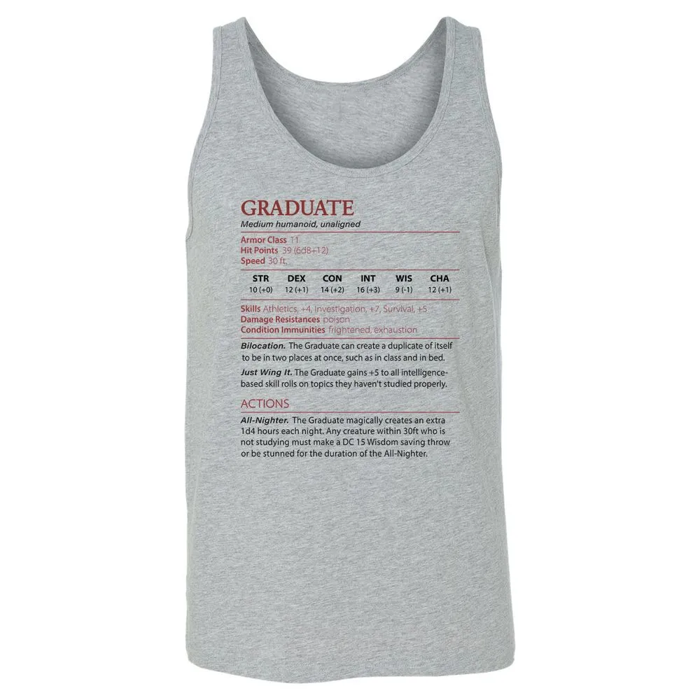 Graduate Stats Unisex Jersey Tank - Athletic Heather - 4