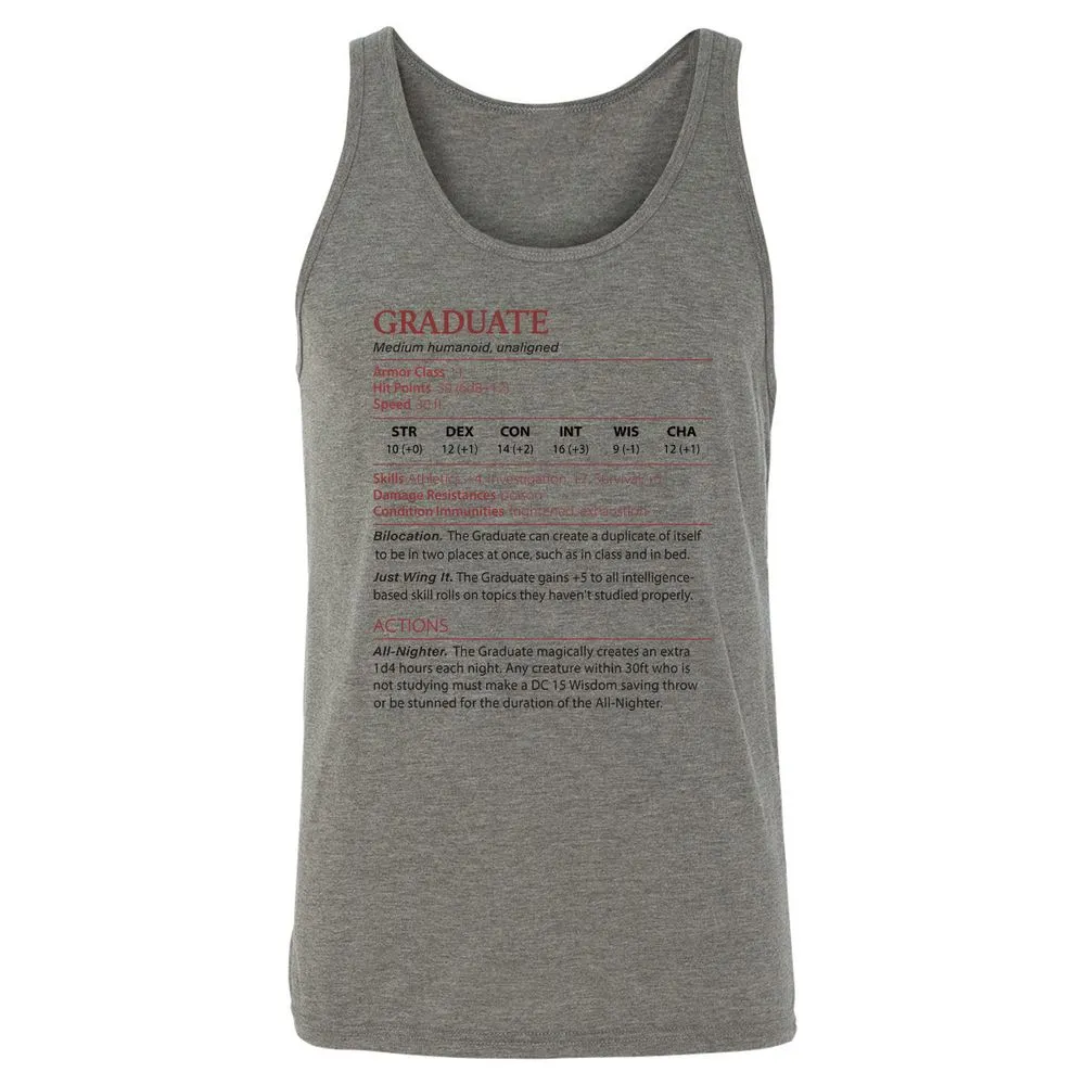 Graduate Stats Unisex Jersey Tank - Grey Triblend - 2